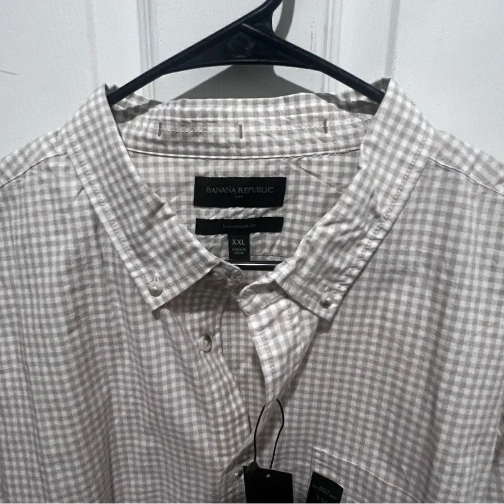 NWT Banana Republic men's button down collar long sleeves shirt untucked fit xxl